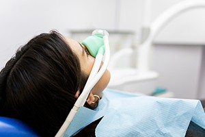 Dental patient wearing nitrous oxide mask